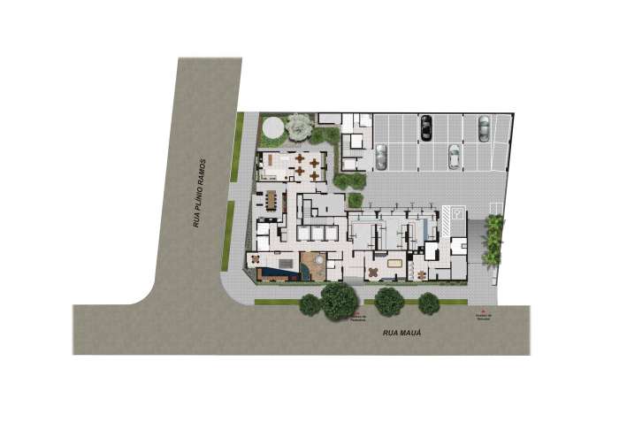 Implantação Térreo - Apartamento em Centro