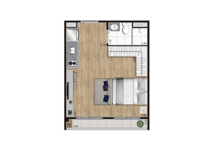 Planta 27,35m² - Apartamento em Belenzinho