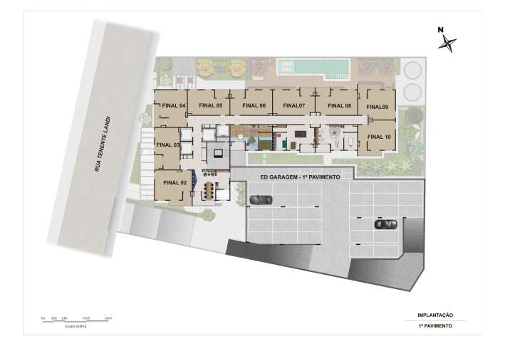 Implantação 1º Pavimento - Apartamento em Lapa