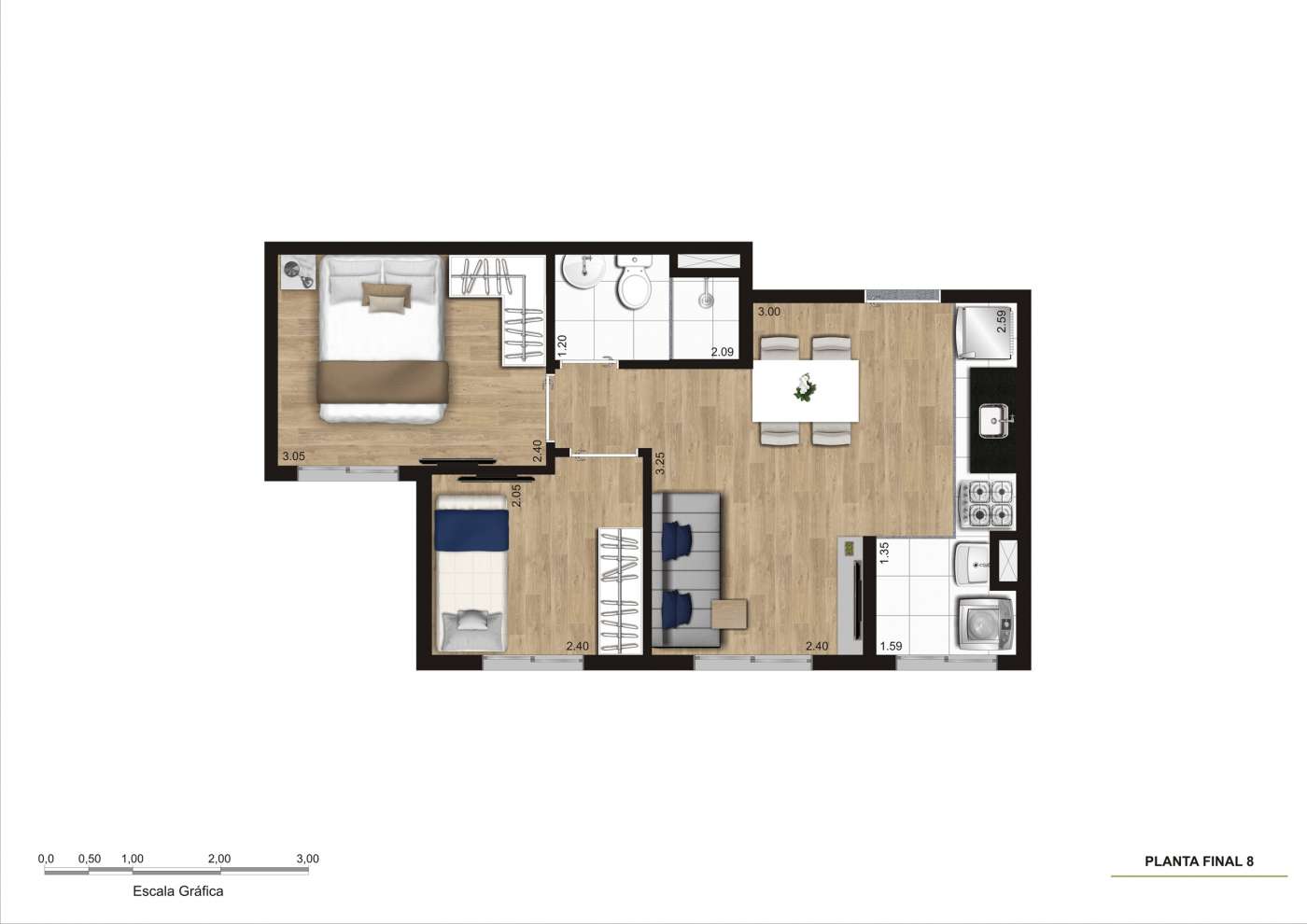 Planta Final 7 - 35m² - R03 KZ Next Freguesia