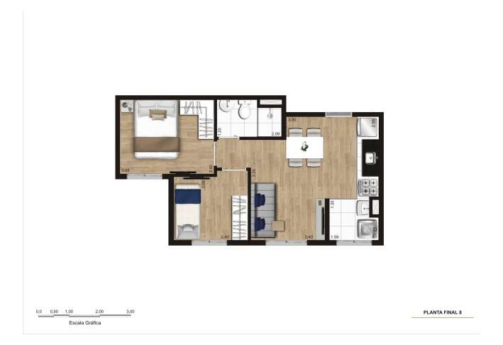 Planta Final 7 - 35m² - R03 - Apartamento em Vila Brasilandia