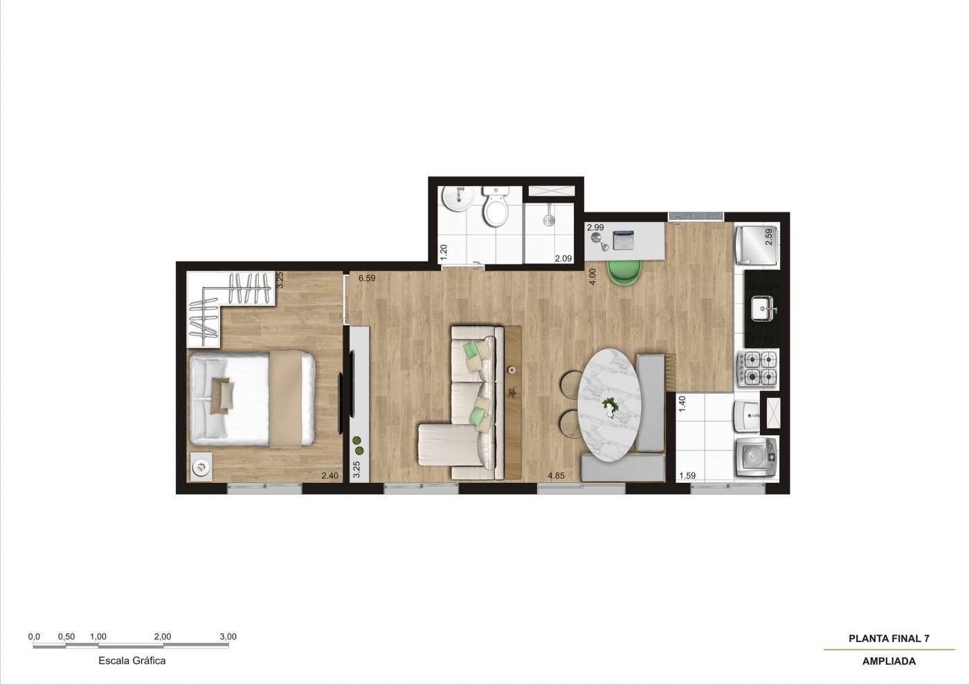 Planta Final 7 - 38m² sala ampliada - R03 KZ Next Freguesia