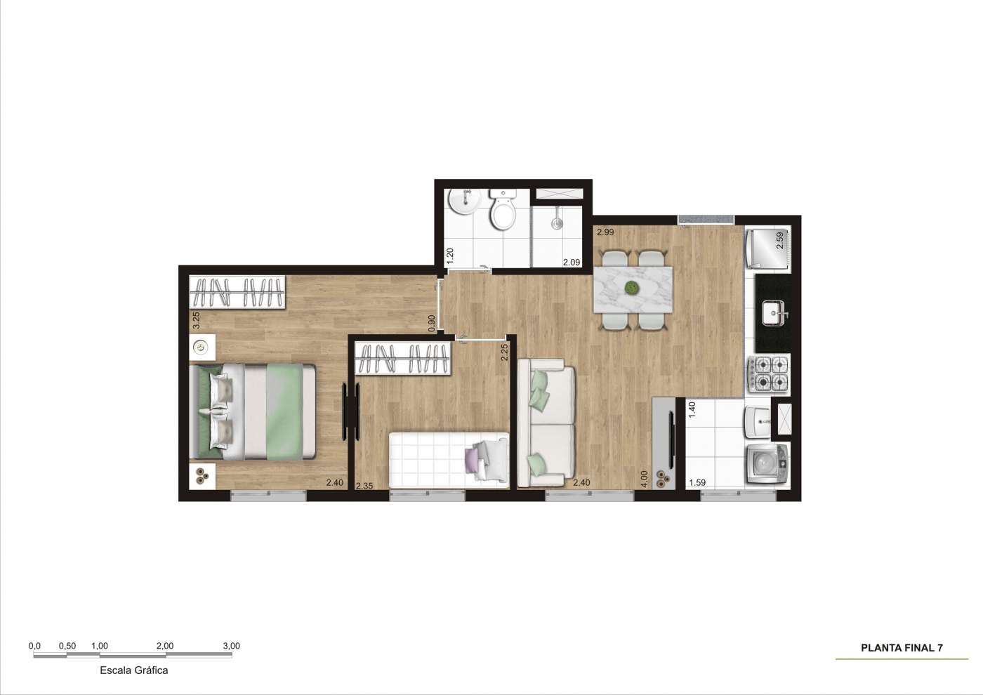 Planta Final 7 - 38m² - R03 KZ Next Freguesia