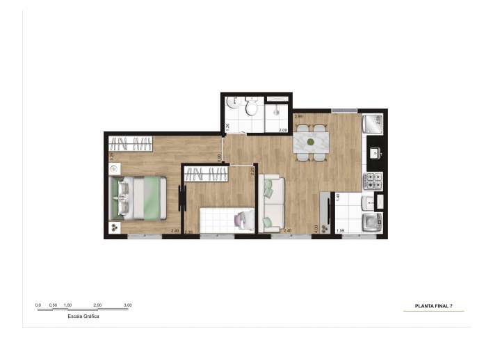 Planta Final 7 - 38m² - R03 - Apartamento em Vila Brasilandia