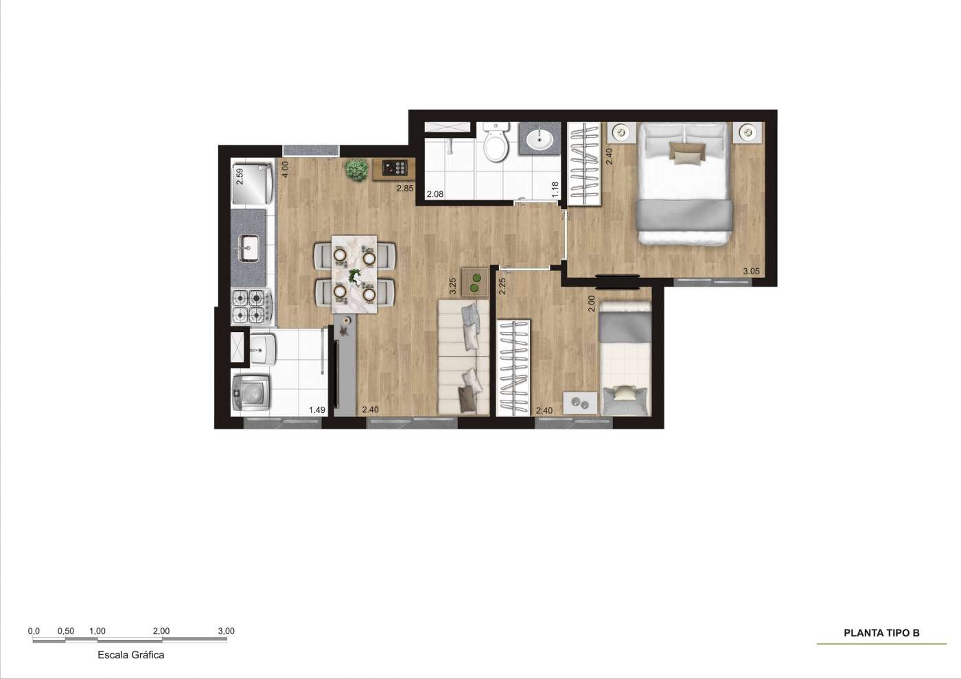 Tipo B - 36m² Kz Vision Freguesia