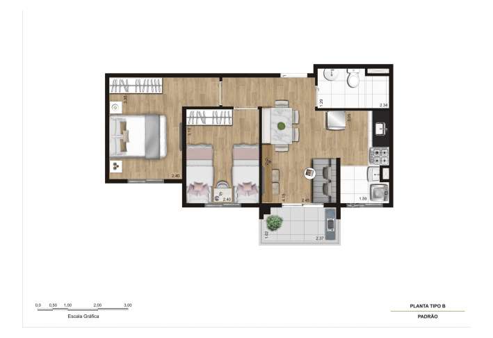 Planta 2 dorms - Final 03 - Apartamento em Vila Santa Luzia