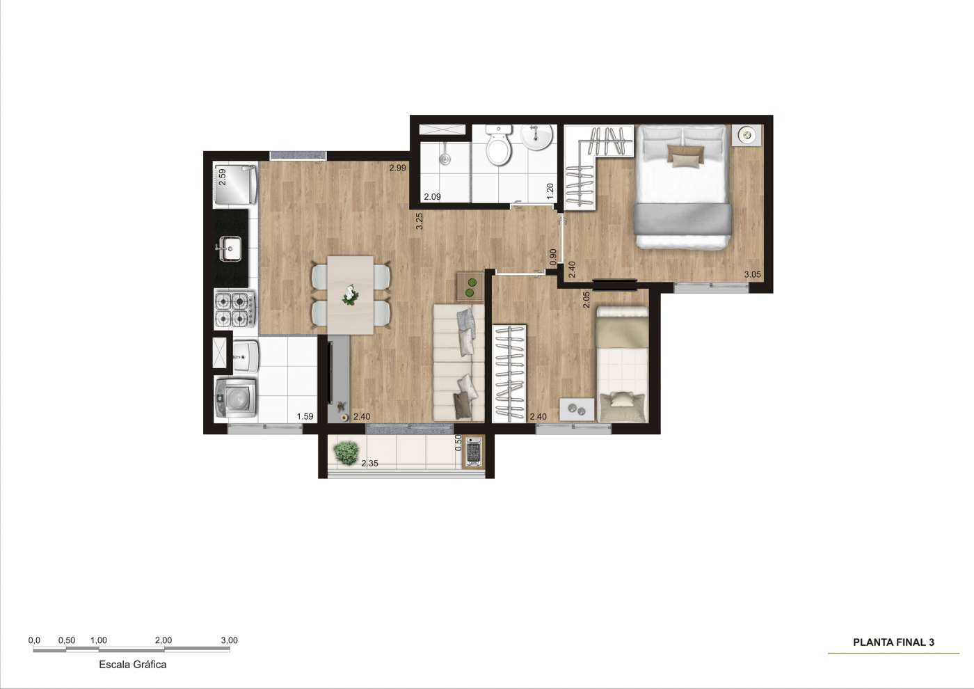 Planta Final 3 - 37m² - R02 KZ Next Freguesia