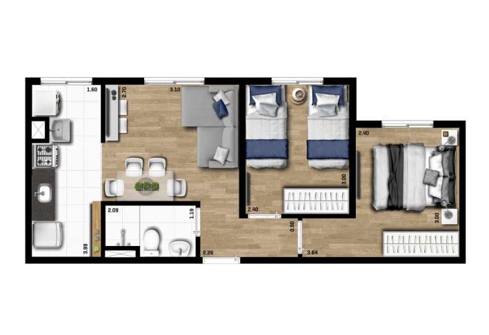 Planta tipo B - 2 DORMS - Apartamento em Vila da Oportunidade