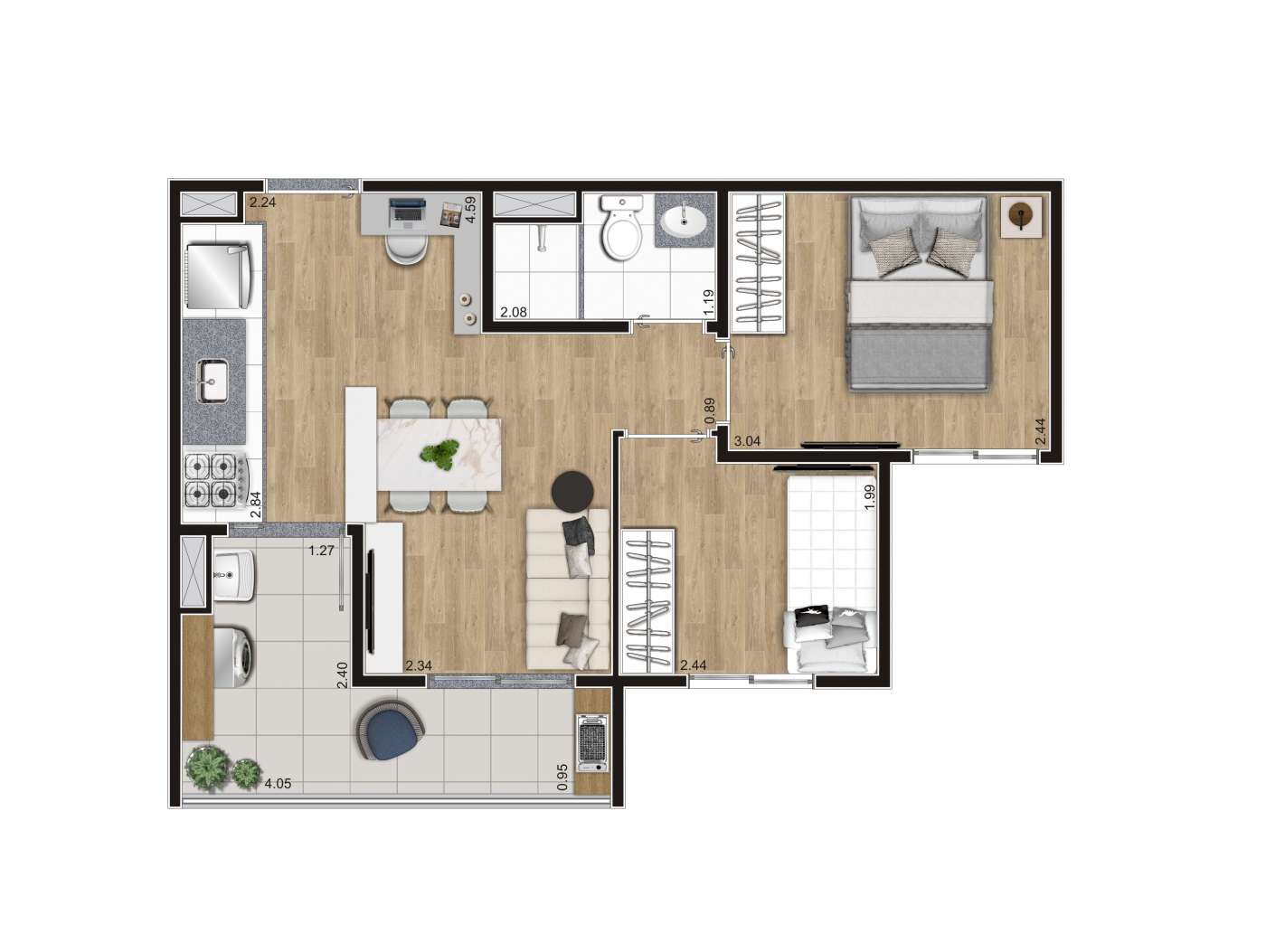 Planta 42,79m² KZ Direct Bresser