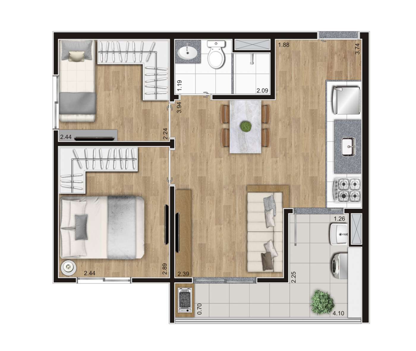 Planta 43m² KZ Direct Bresser