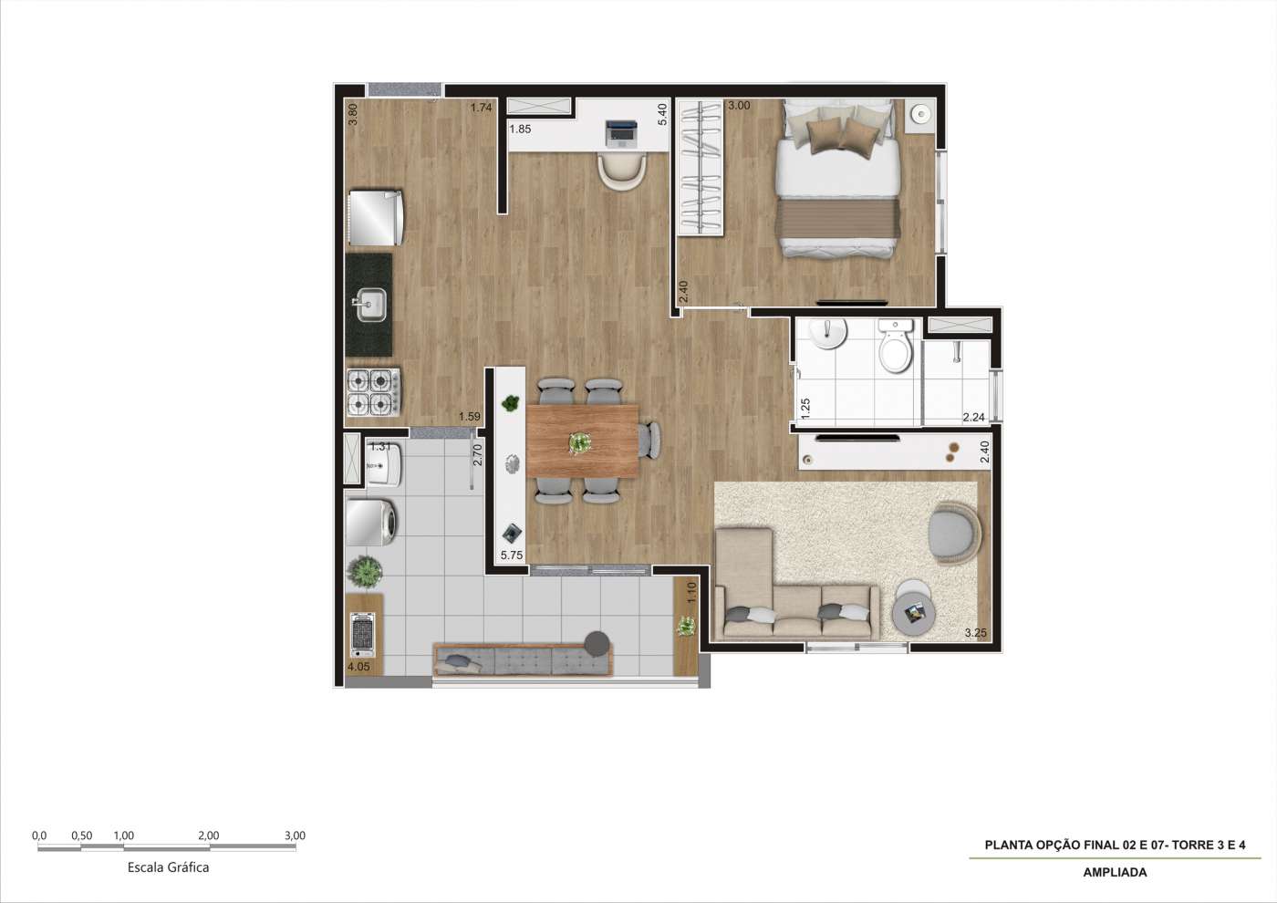 Planta Tipo F07 - Sala Ampliada Gran Kazzas Nações Unidas