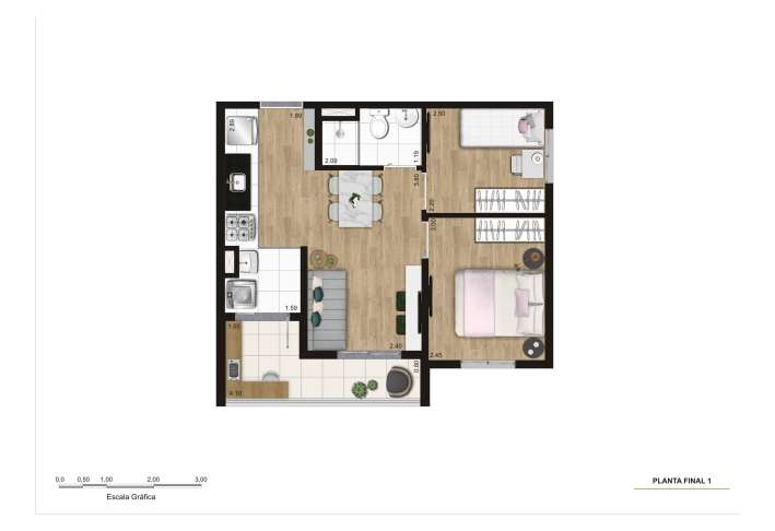 Planta Final 1 - 41m² - R02 - Apartamento em Vila Brasilandia