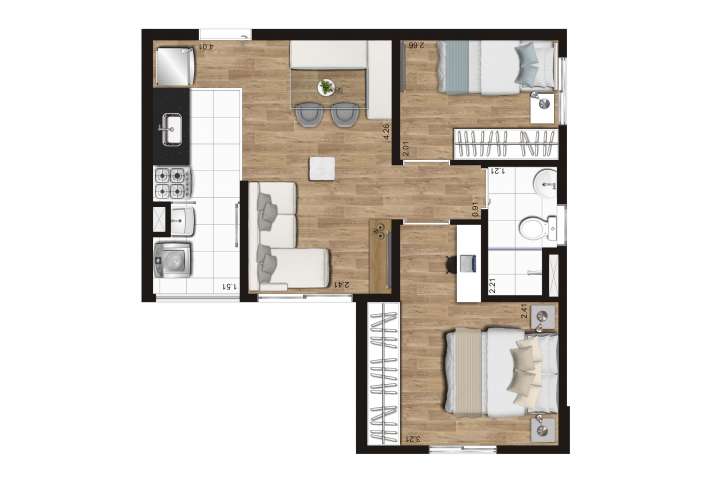 Planta final 8 - 2 dorms - Apartamento em Cidade Ademar