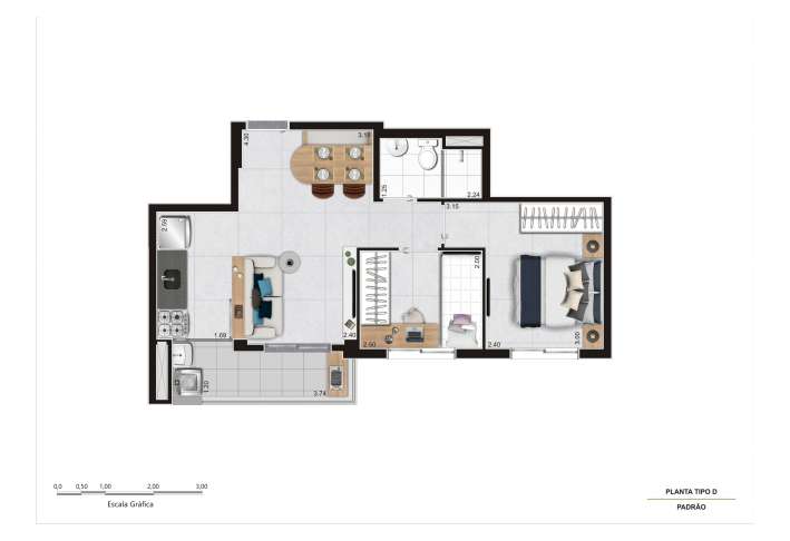 Planta Tipo D - 42m² - Final 4 - Apartamento em Itaquera