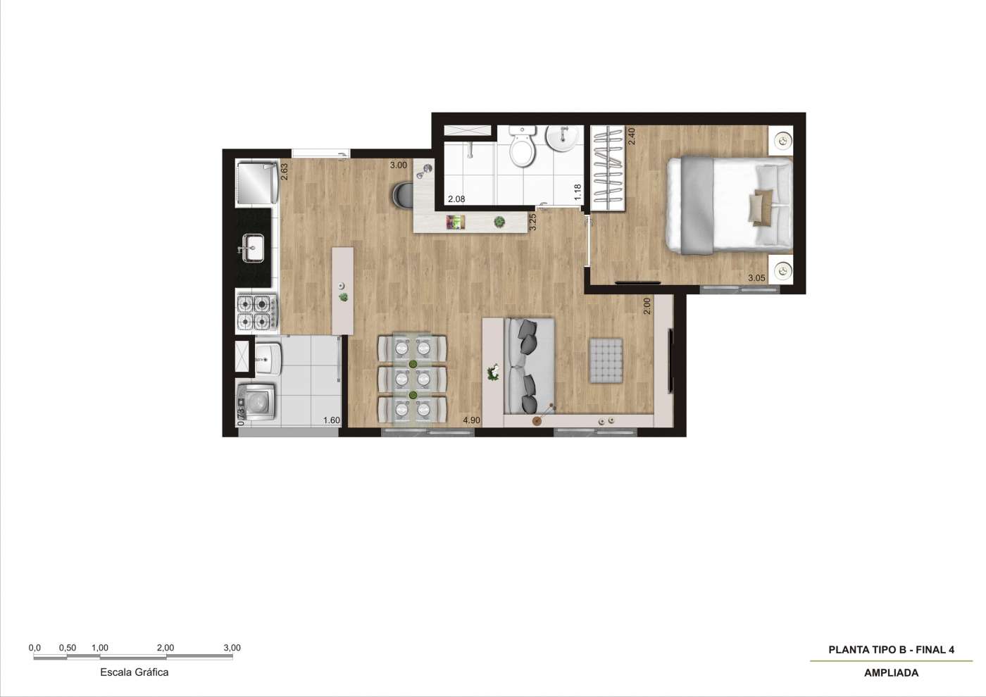 Planta 1 dorm - Sala ampliada - Final 04 KZ Reserva