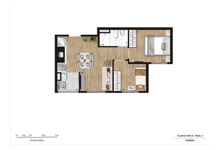 Planta 2 dorms - Final 04 - Apartamento em Jardim Umarizal