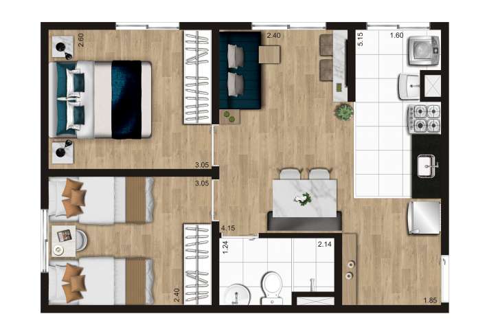 Planta tipo A - 2 DORMS - Apartamento em Panamby